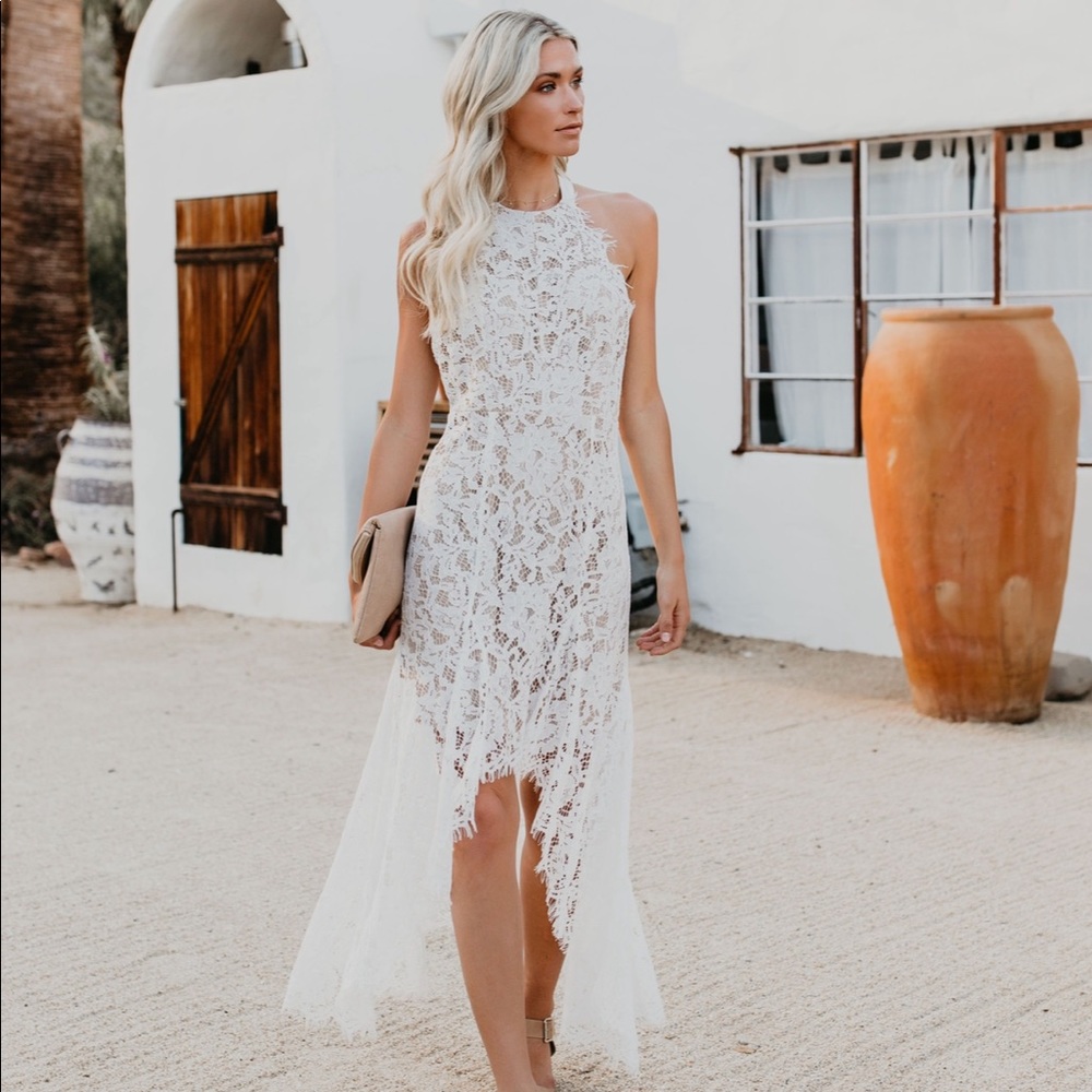 For All My Life Lace High Low Maxi Dress